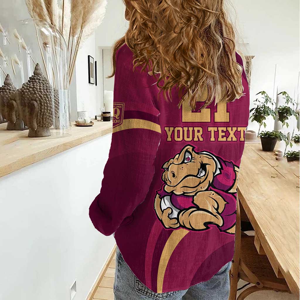 Custom QLD Maroons Cane Toad Women Casual Shirt Queensland Origin No2 - Vibe Hoodie Shop