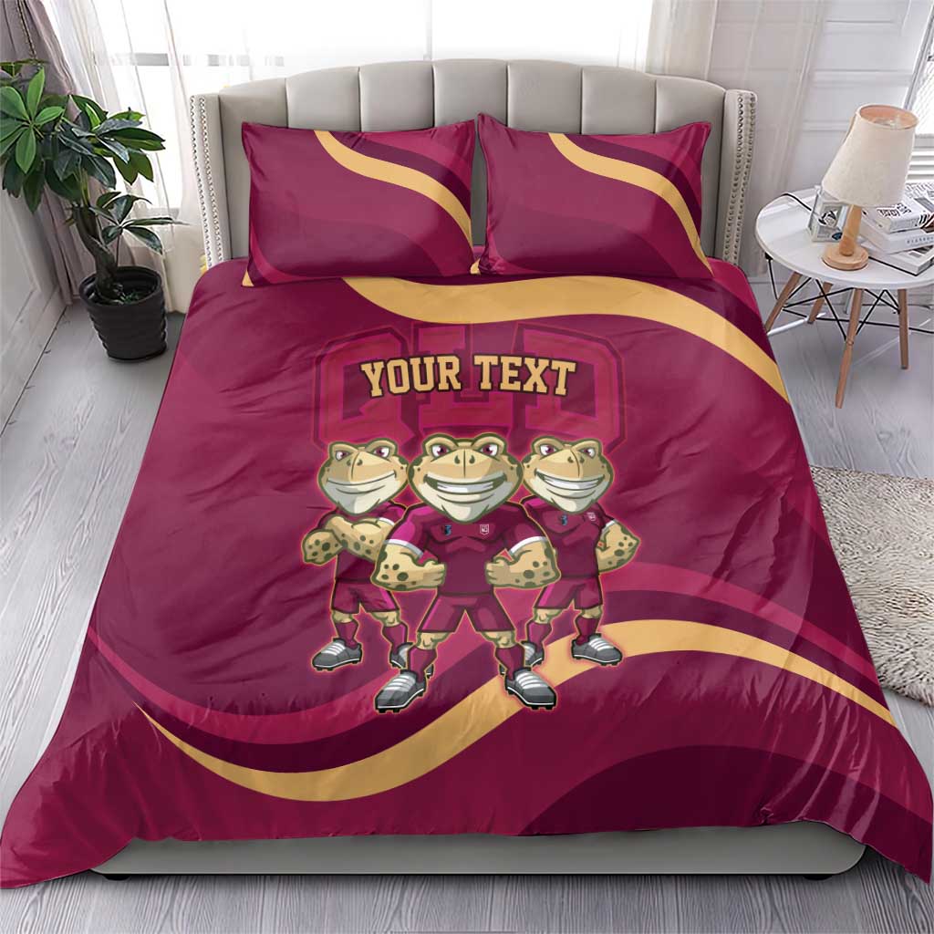 Custom QLD Maroons Cane Toad Bedding Set Queensland Origin No3 - Vibe Hoodie Shop