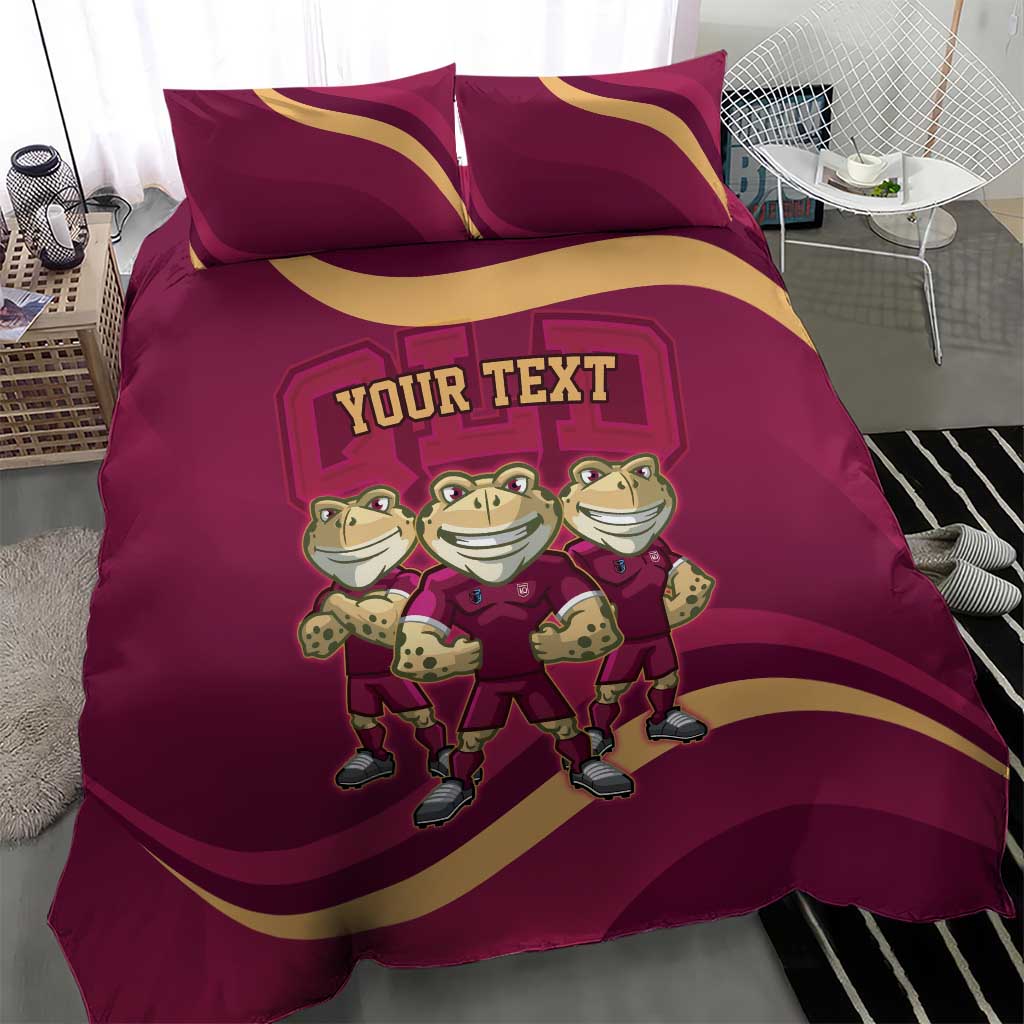Custom QLD Maroons Cane Toad Bedding Set Queensland Origin No3 - Vibe Hoodie Shop