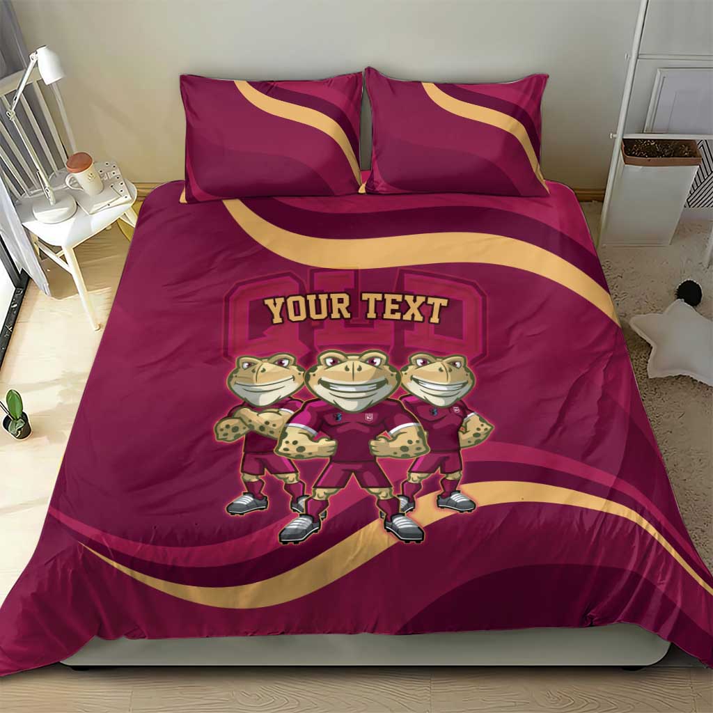 Custom QLD Maroons Cane Toad Bedding Set Queensland Origin No3 - Vibe Hoodie Shop