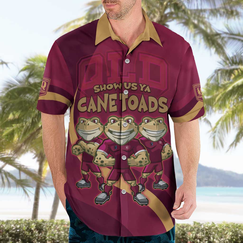 Custom QLD Maroons Cane Toad Hawaiian Shirt Queensland Origin No3 - Vibe Hoodie Shop