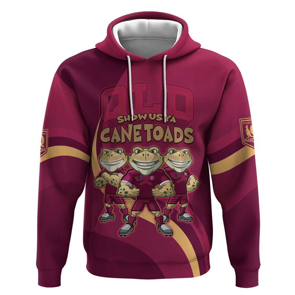 Custom QLD Maroons Cane Toad Hoodie Queensland Origin No3 LT9 - Vibe Hoodie Shop