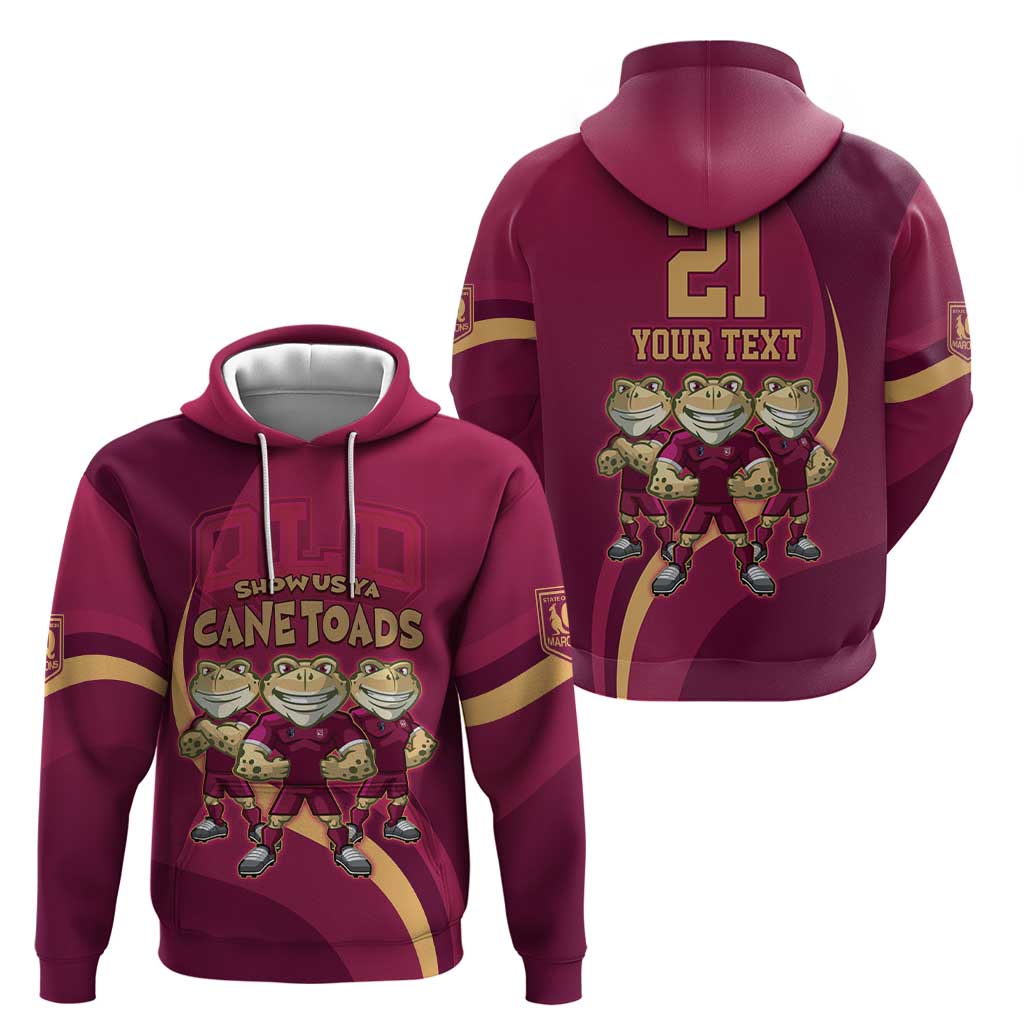 Custom QLD Maroons Cane Toad Hoodie Queensland Origin No3 LT9 - Vibe Hoodie Shop