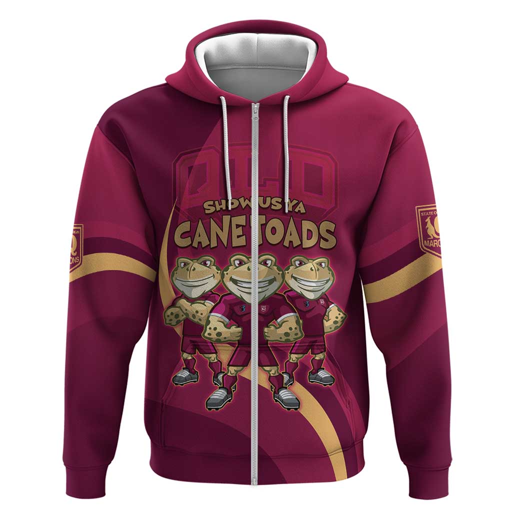 Custom QLD Maroons Cane Toad Hoodie Queensland Origin No3 LT9 - Vibe Hoodie Shop