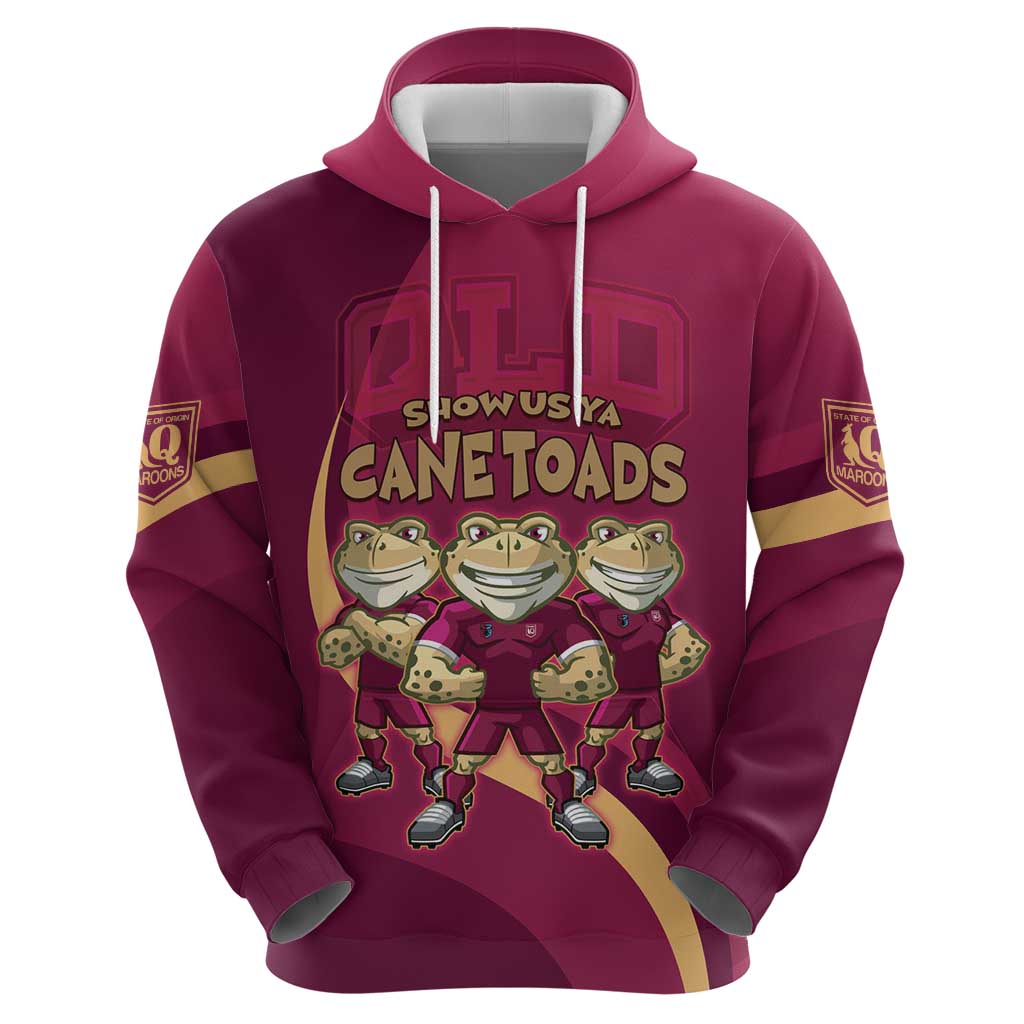 Custom QLD Maroons Cane Toad Hoodie Queensland Origin No3 LT9 - Vibe Hoodie Shop