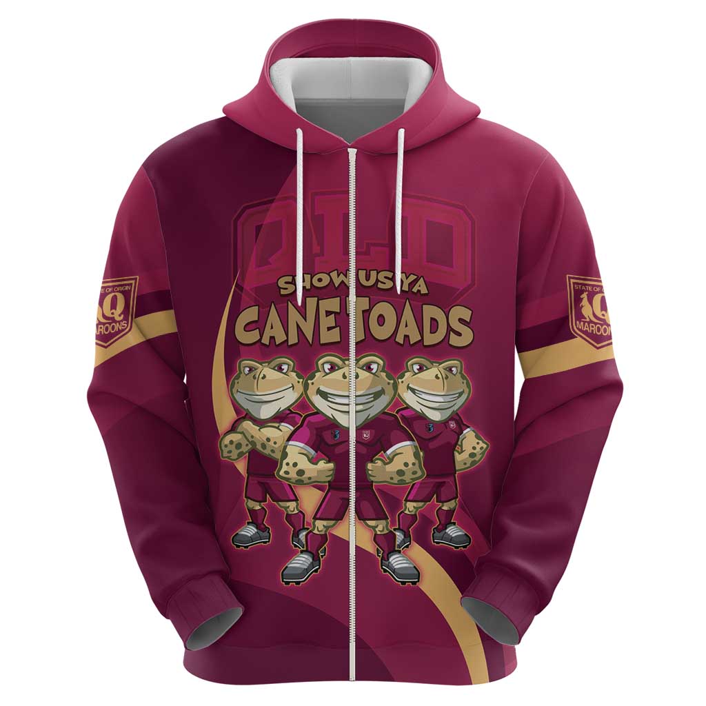 Custom QLD Maroons Cane Toad Hoodie Queensland Origin No3 LT9 - Vibe Hoodie Shop