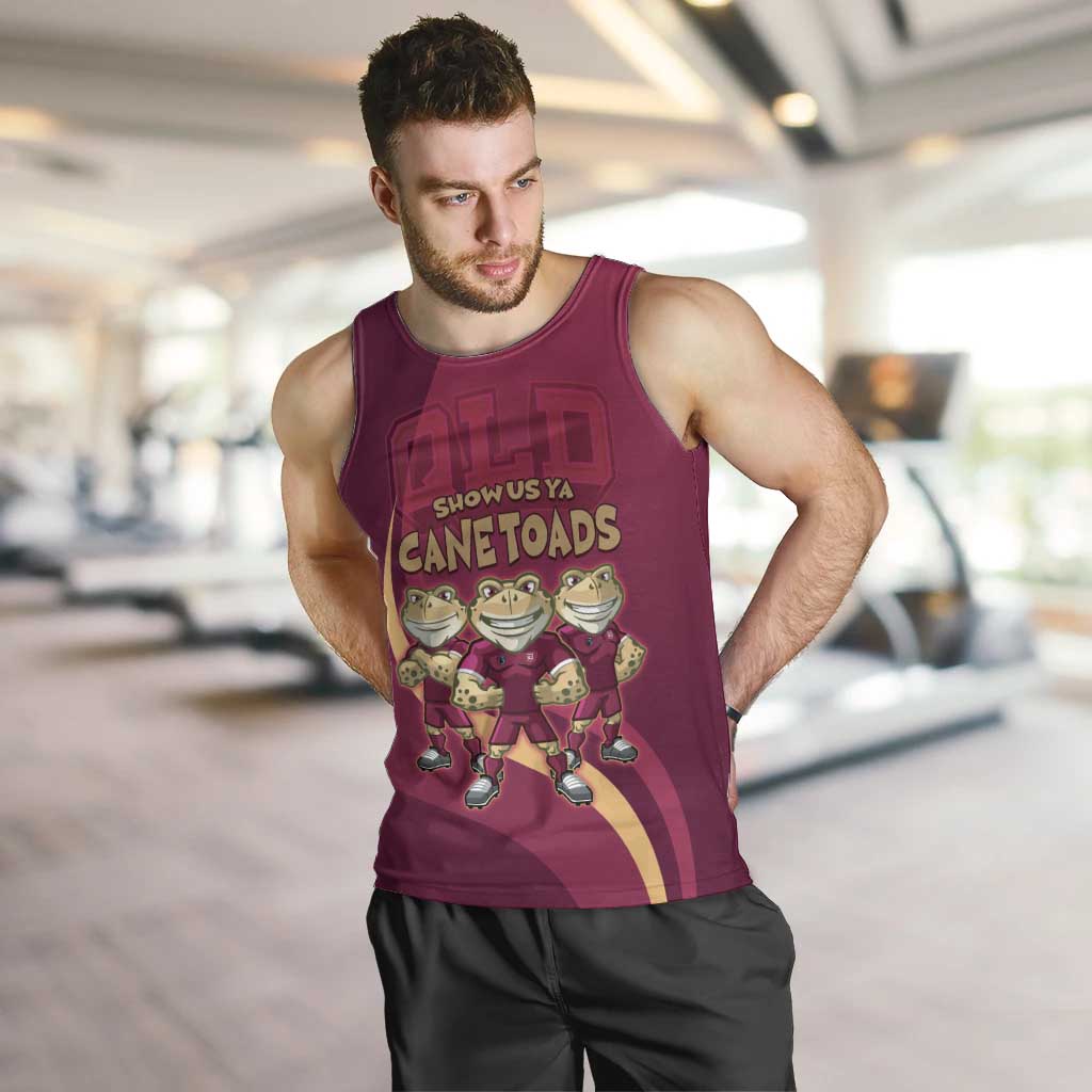 Custom QLD Maroons Cane Toad Men Tank Top Queensland Origin No3 - Vibe Hoodie Shop