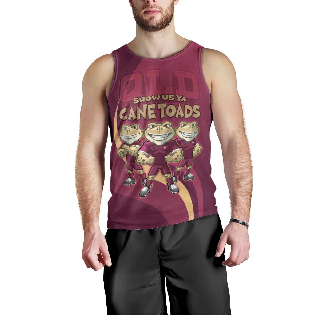 Custom QLD Maroons Cane Toad Men Tank Top Queensland Origin No3 - Vibe Hoodie Shop