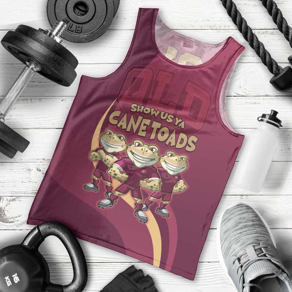 Custom QLD Maroons Cane Toad Men Tank Top Queensland Origin No3 - Vibe Hoodie Shop
