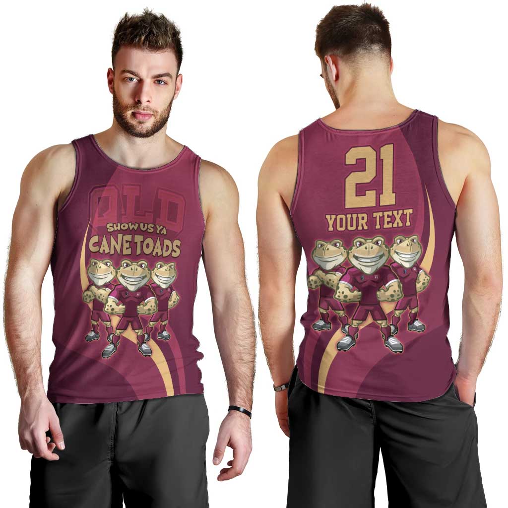 Custom QLD Maroons Cane Toad Men Tank Top Queensland Origin No3 - Vibe Hoodie Shop