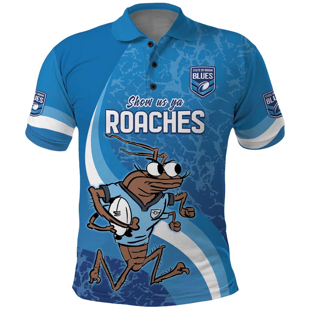 Custom NSW Cockroaches Blues Polo Shirt New South Wales Origin No1 LT9 - Vibe Hoodie Shop