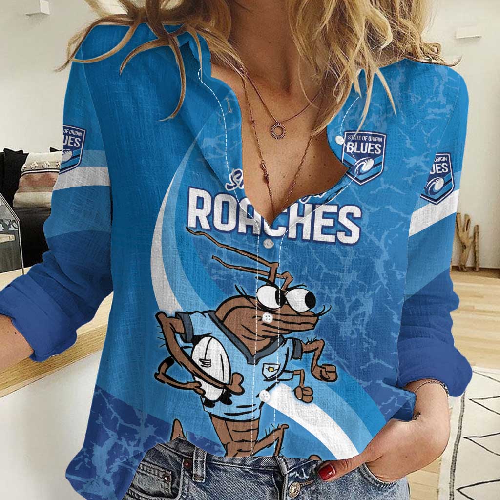 Custom NSW Cockroaches Blues Women Casual Shirt New South Wales Origin No1 - Vibe Hoodie Shop