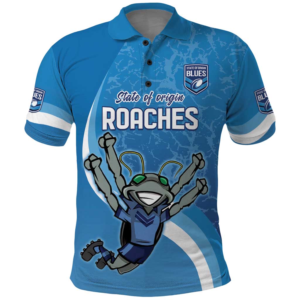 Custom NSW Cockroaches Blues Polo Shirt New South Wales Origin No2 LT9 - Vibe Hoodie Shop