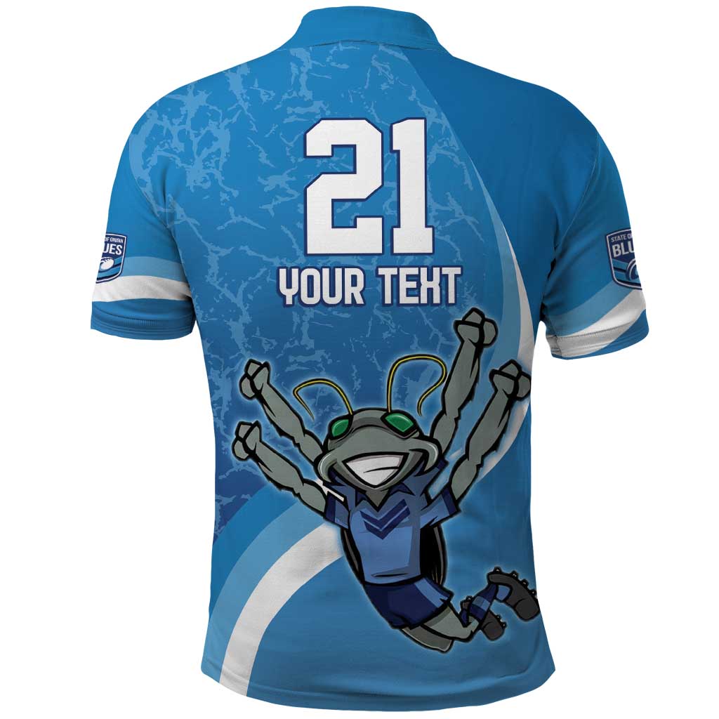 Custom NSW Cockroaches Blues Polo Shirt New South Wales Origin No2 LT9 - Vibe Hoodie Shop