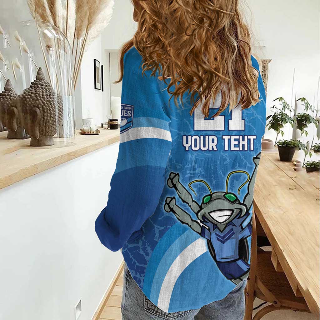 Custom NSW Cockroaches Blues Women Casual Shirt New South Wales Origin No2 - Vibe Hoodie Shop