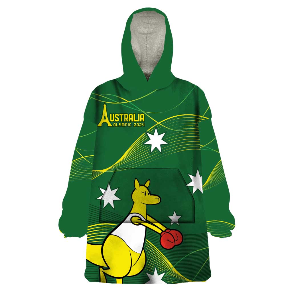 Personalised Australia Go Paris 2024 Wearable Blanket Hoodie National Color Ver1 - Vibe Hoodie Shop