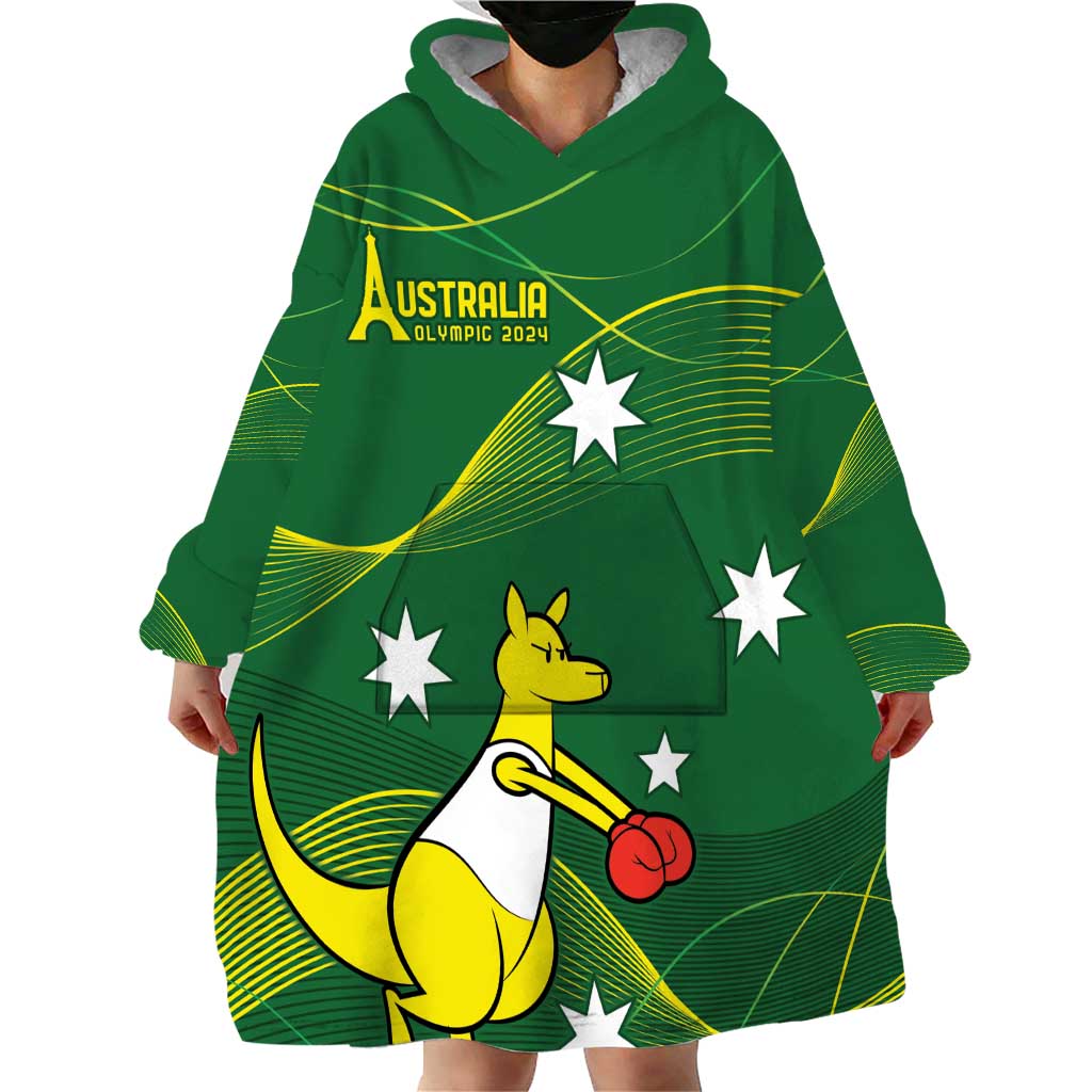 Personalised Australia Go Paris 2024 Wearable Blanket Hoodie National Color Ver1 - Vibe Hoodie Shop