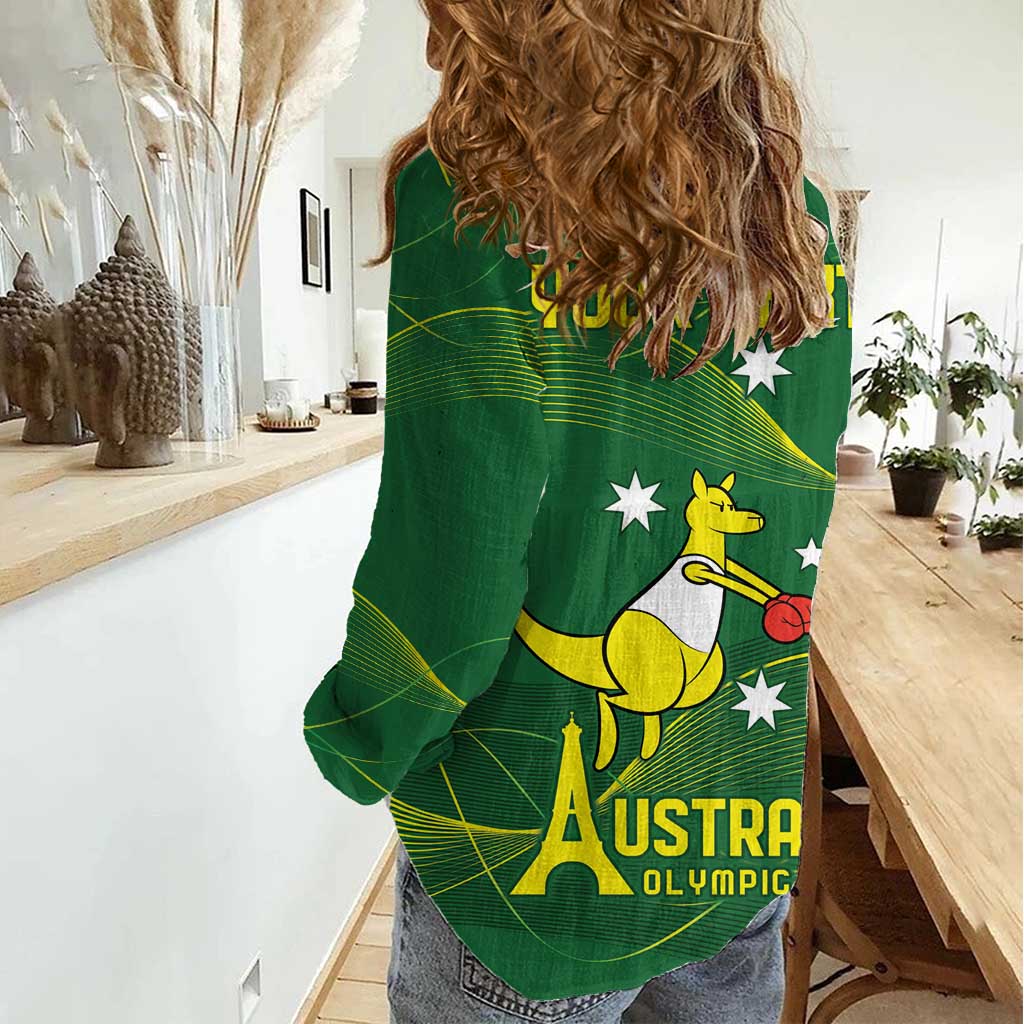 Personalised Australia Go Paris 2024 Women Casual Shirt National Color Ver1 - Vibe Hoodie Shop