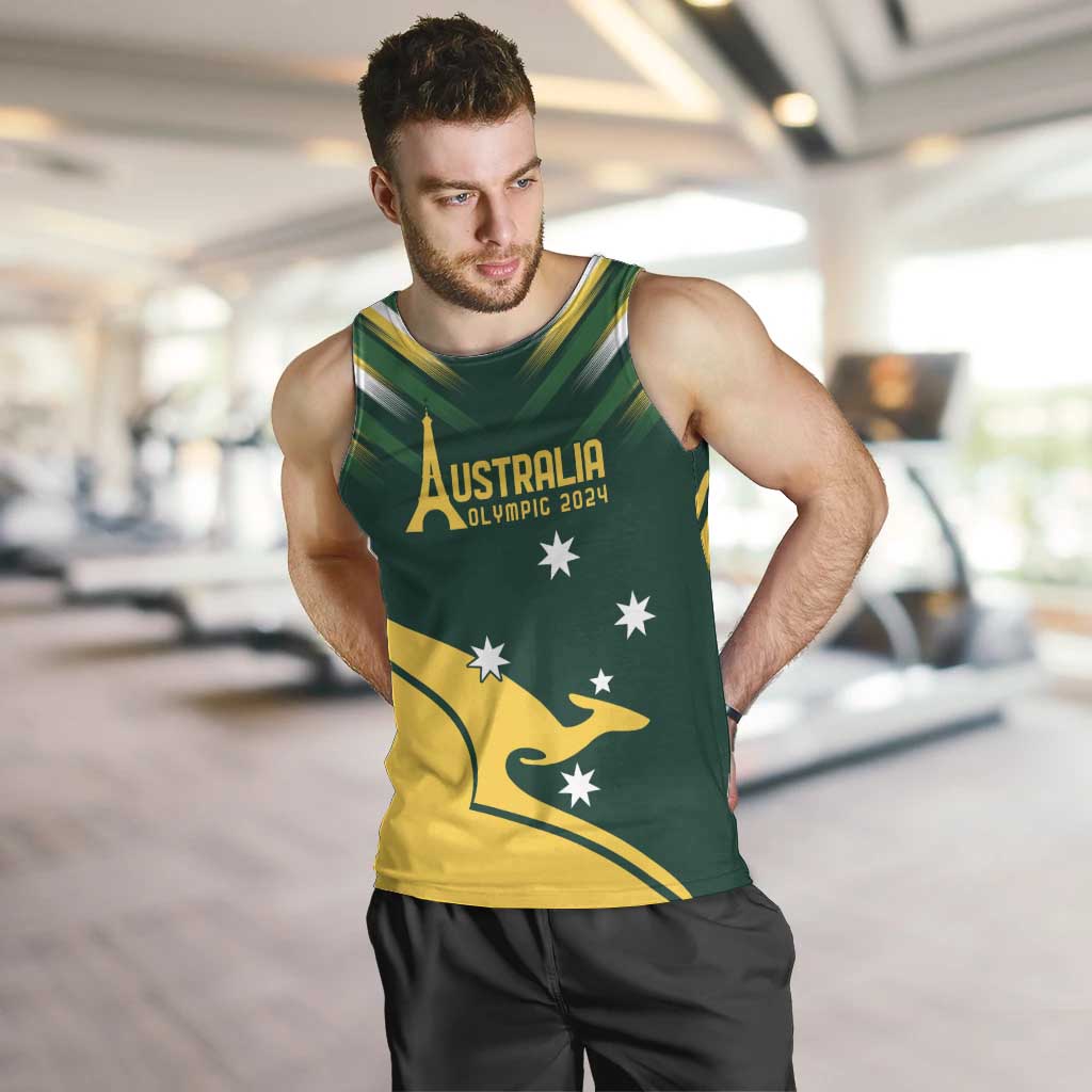 Personalised Australia Go Paris 2024 Men Tank Top National Color Ver2 - Vibe Hoodie Shop