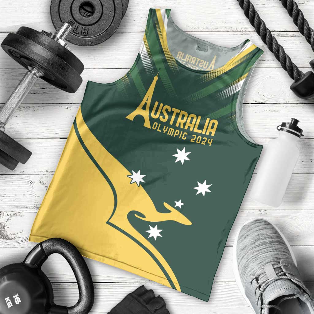 Personalised Australia Go Paris 2024 Men Tank Top National Color Ver2 - Vibe Hoodie Shop