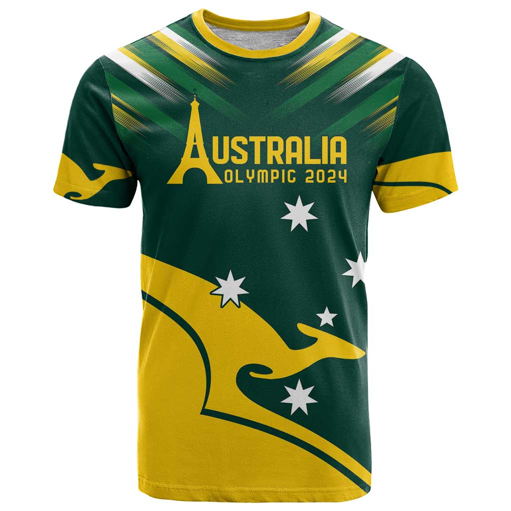 Personalised Australia Go Paris 2024 T Shirt National Color Ver2 LT9 - Vibe Hoodie Shop