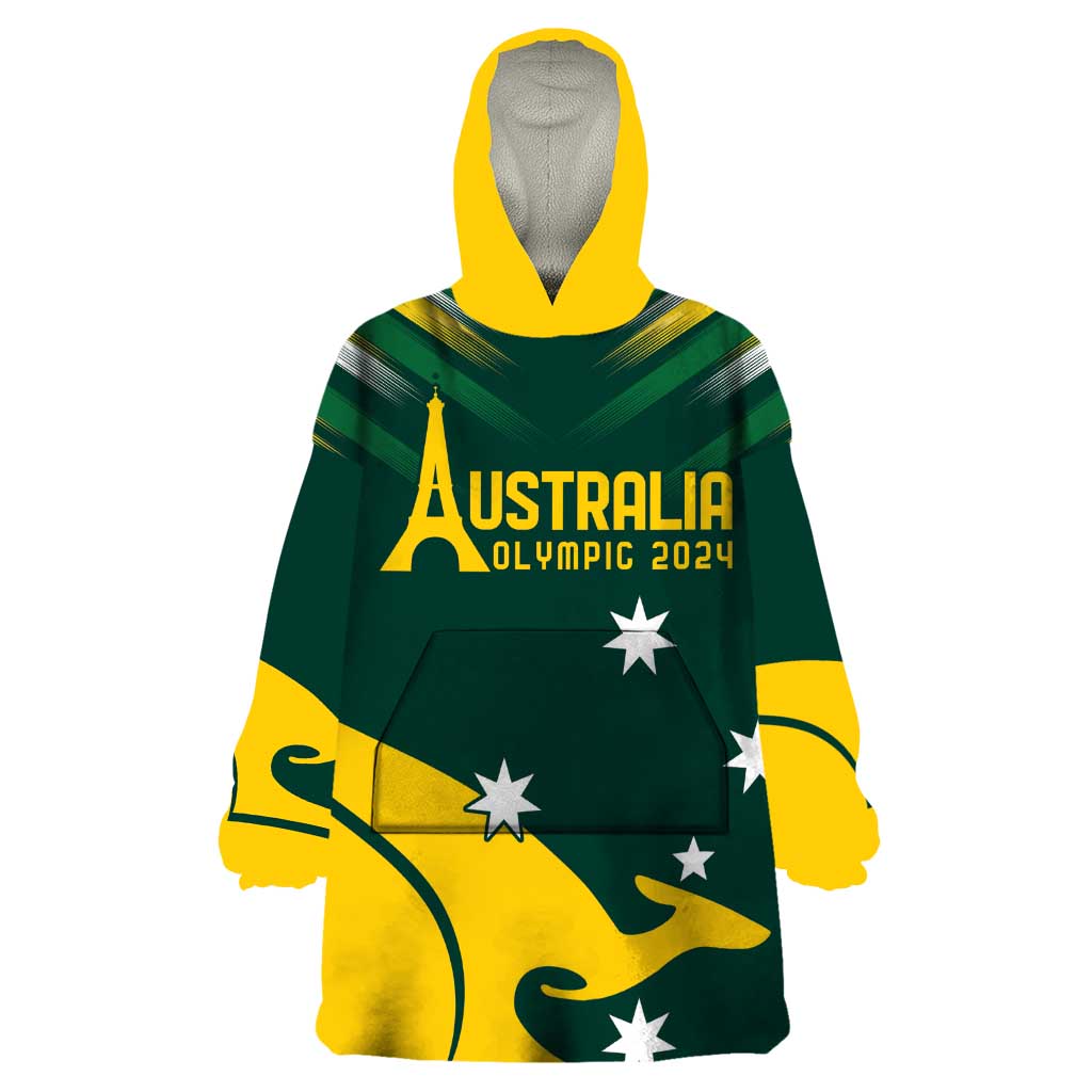 Personalised Australia Go Paris 2024 Wearable Blanket Hoodie National Color Ver2 - Vibe Hoodie Shop