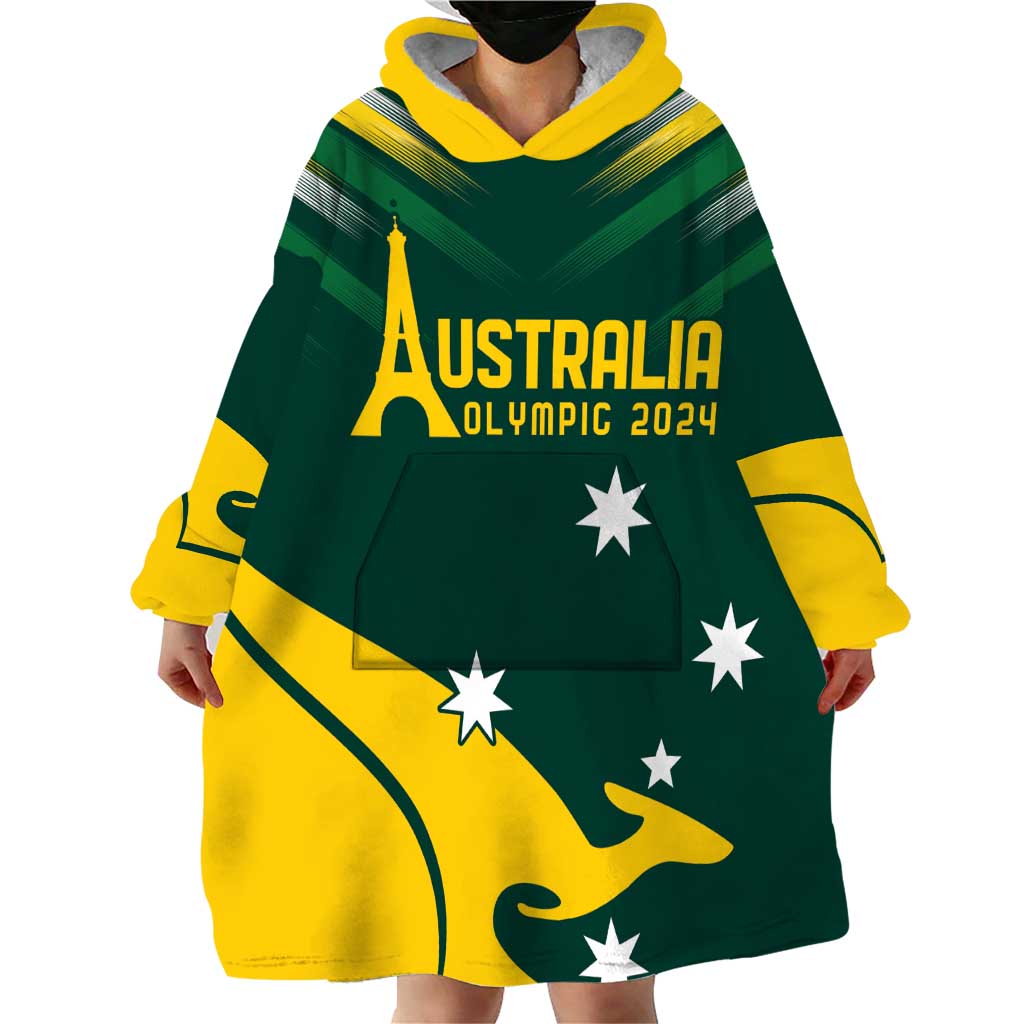 Personalised Australia Go Paris 2024 Wearable Blanket Hoodie National Color Ver2 - Vibe Hoodie Shop