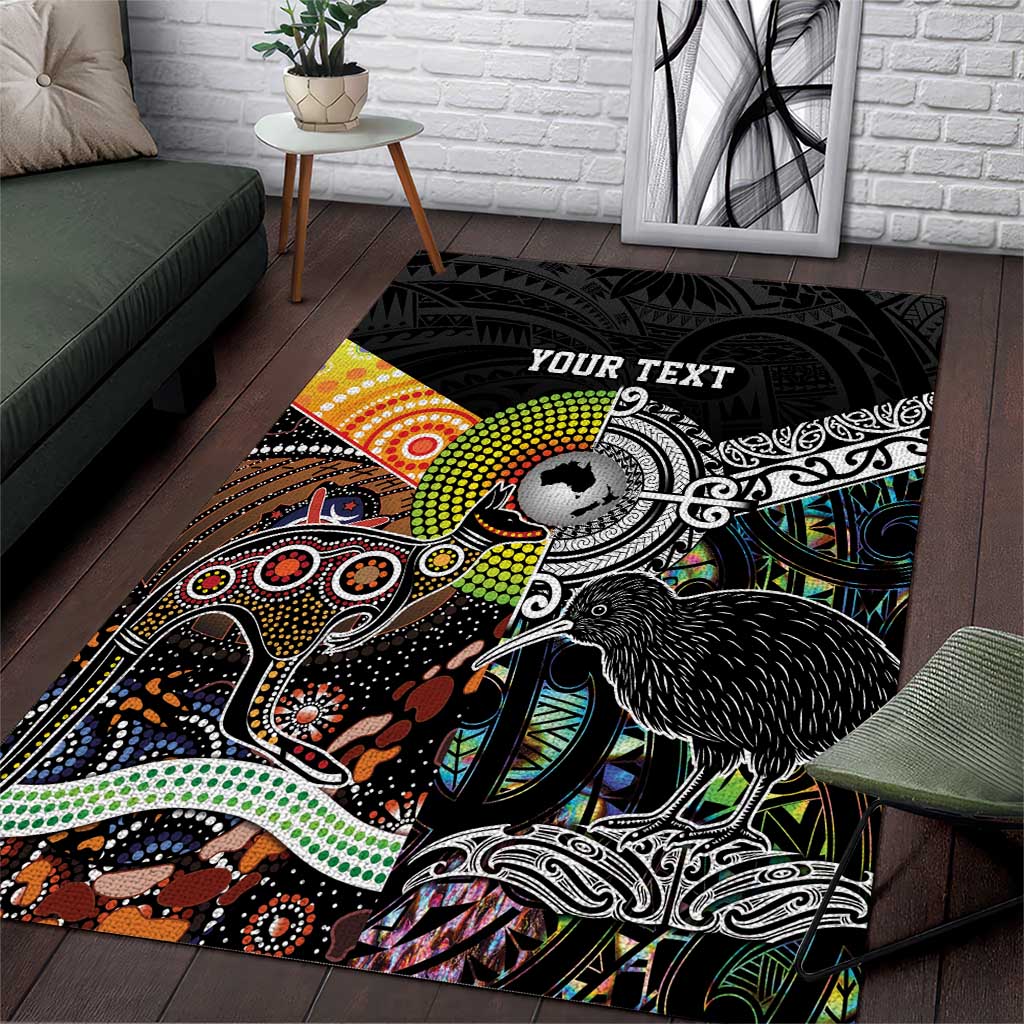 Personalised New Zealand and Australia Area Rug Maori Mix Aboriginal Art Style - Vibe Hoodie Shop