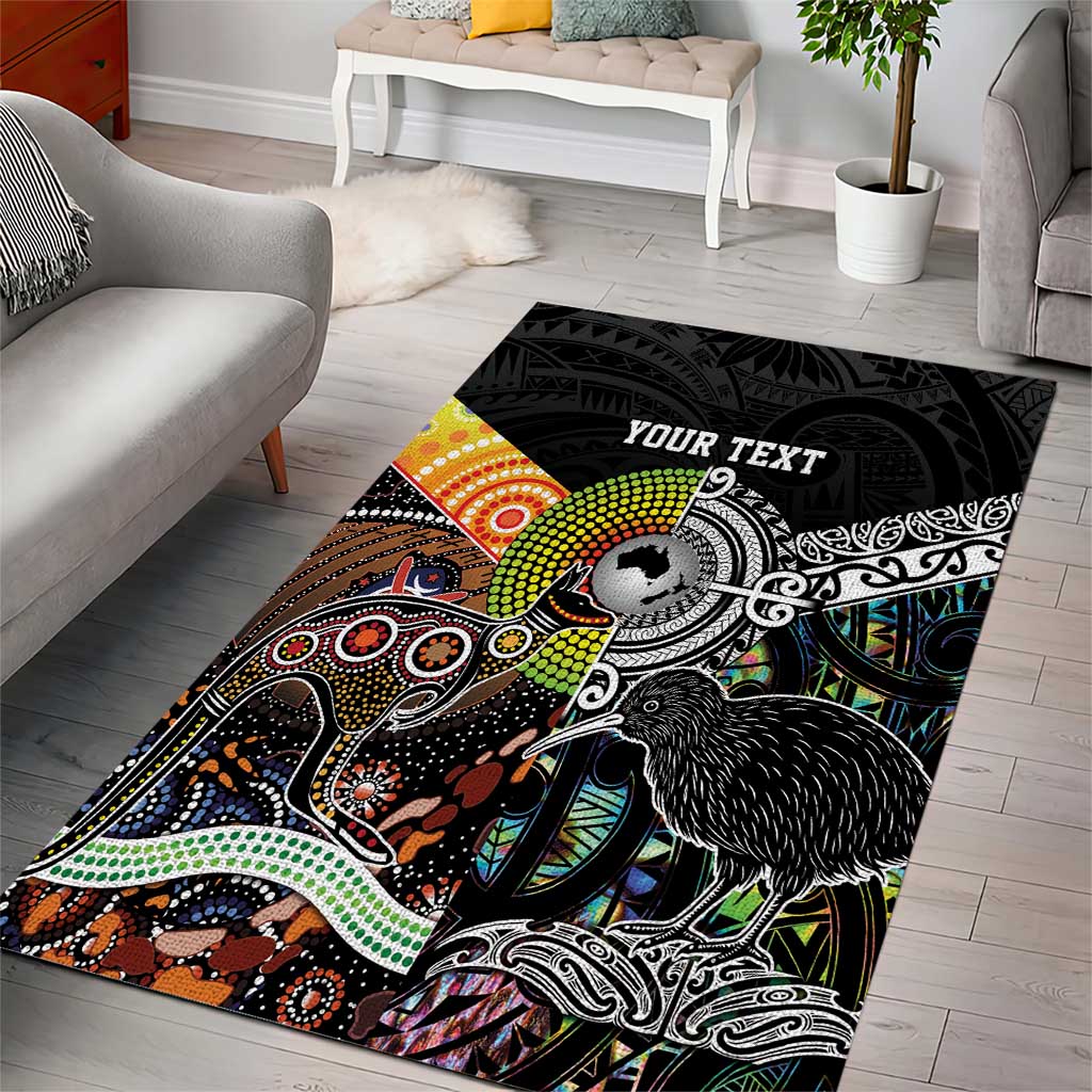 Personalised New Zealand and Australia Area Rug Maori Mix Aboriginal Art Style - Vibe Hoodie Shop