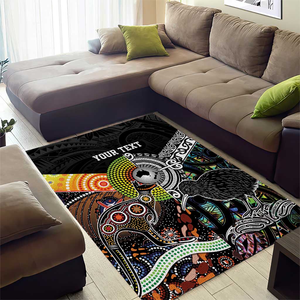 Personalised New Zealand and Australia Area Rug Maori Mix Aboriginal Art Style - Vibe Hoodie Shop