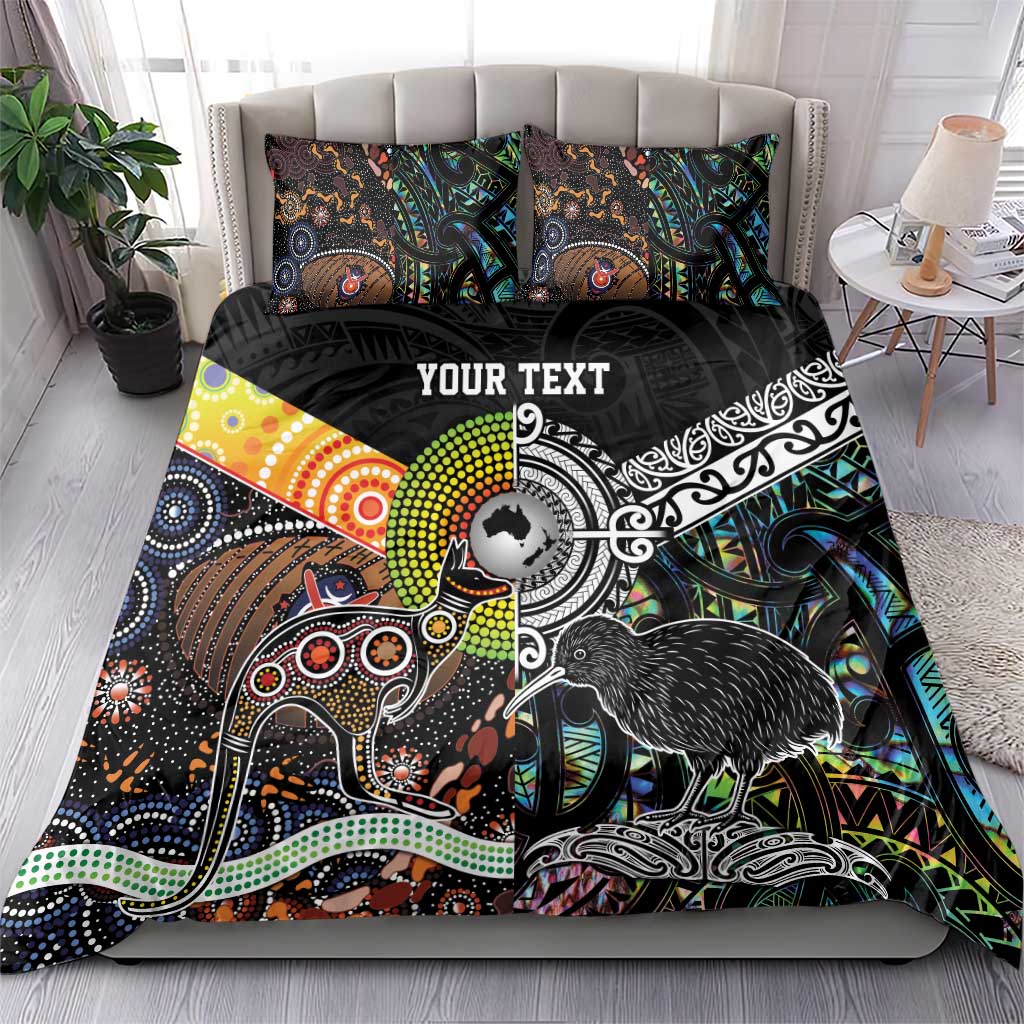 Personalised New Zealand and Australia Bedding Set Maori Mix Aboriginal Art Style - Vibe Hoodie Shop