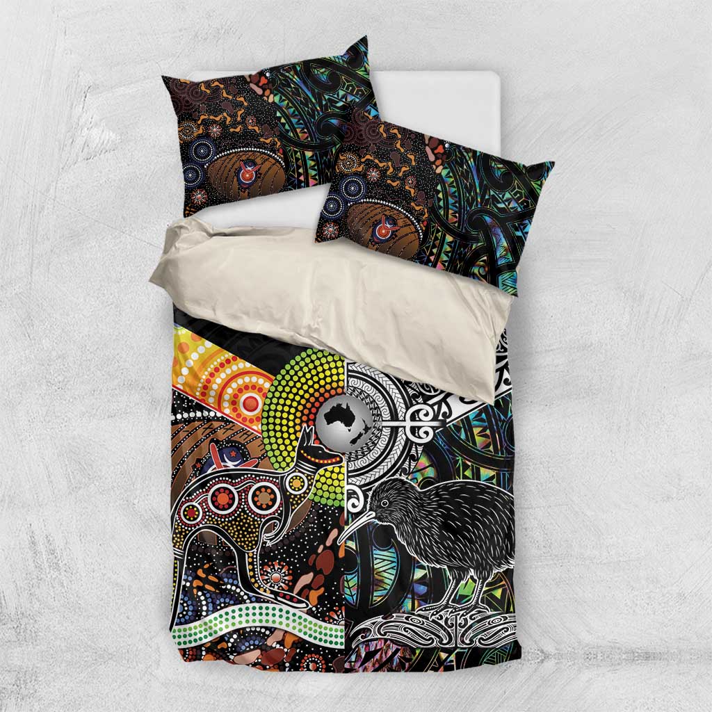 Personalised New Zealand and Australia Bedding Set Maori Mix Aboriginal Art Style - Vibe Hoodie Shop