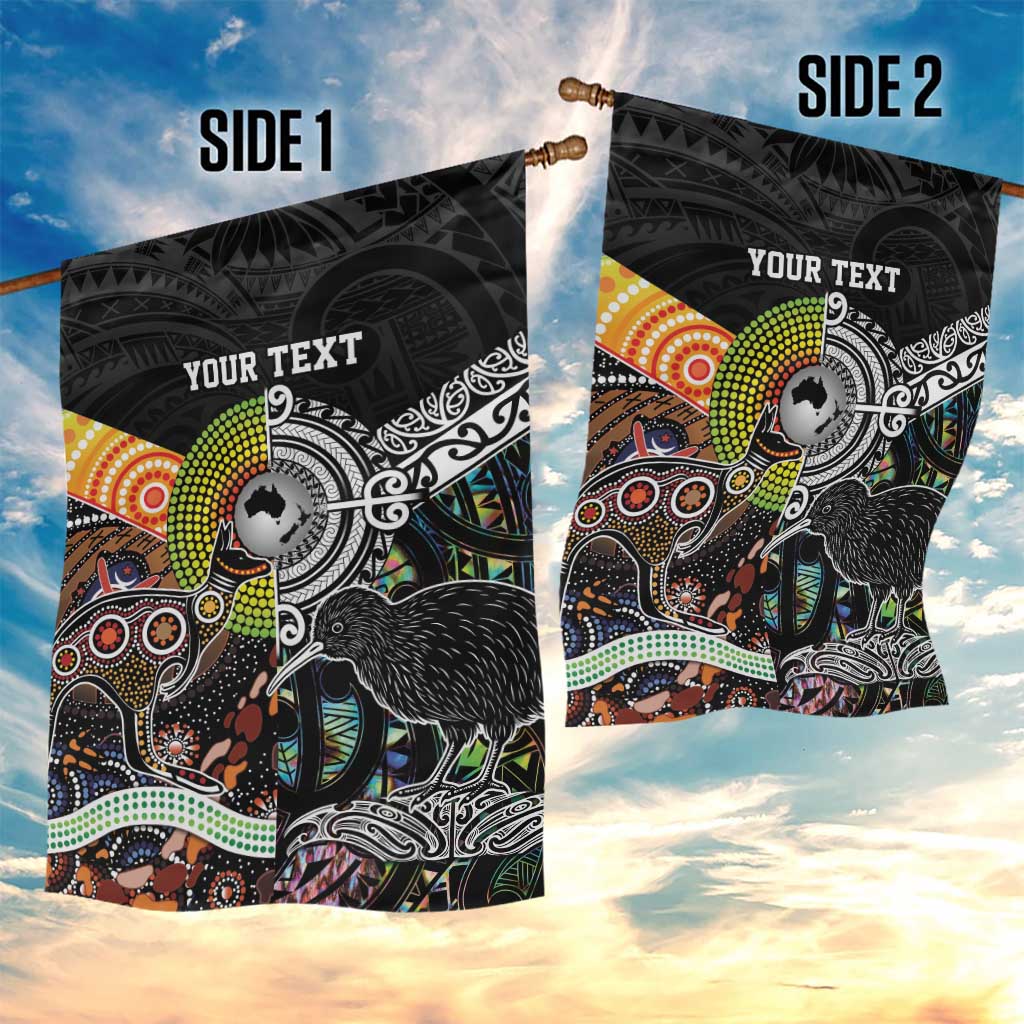 Personalised New Zealand and Australia Garden Flag Maori Mix Aboriginal Art Style - Vibe Hoodie Shop