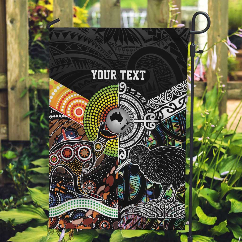 Personalised New Zealand and Australia Garden Flag Maori Mix Aboriginal Art Style - Vibe Hoodie Shop