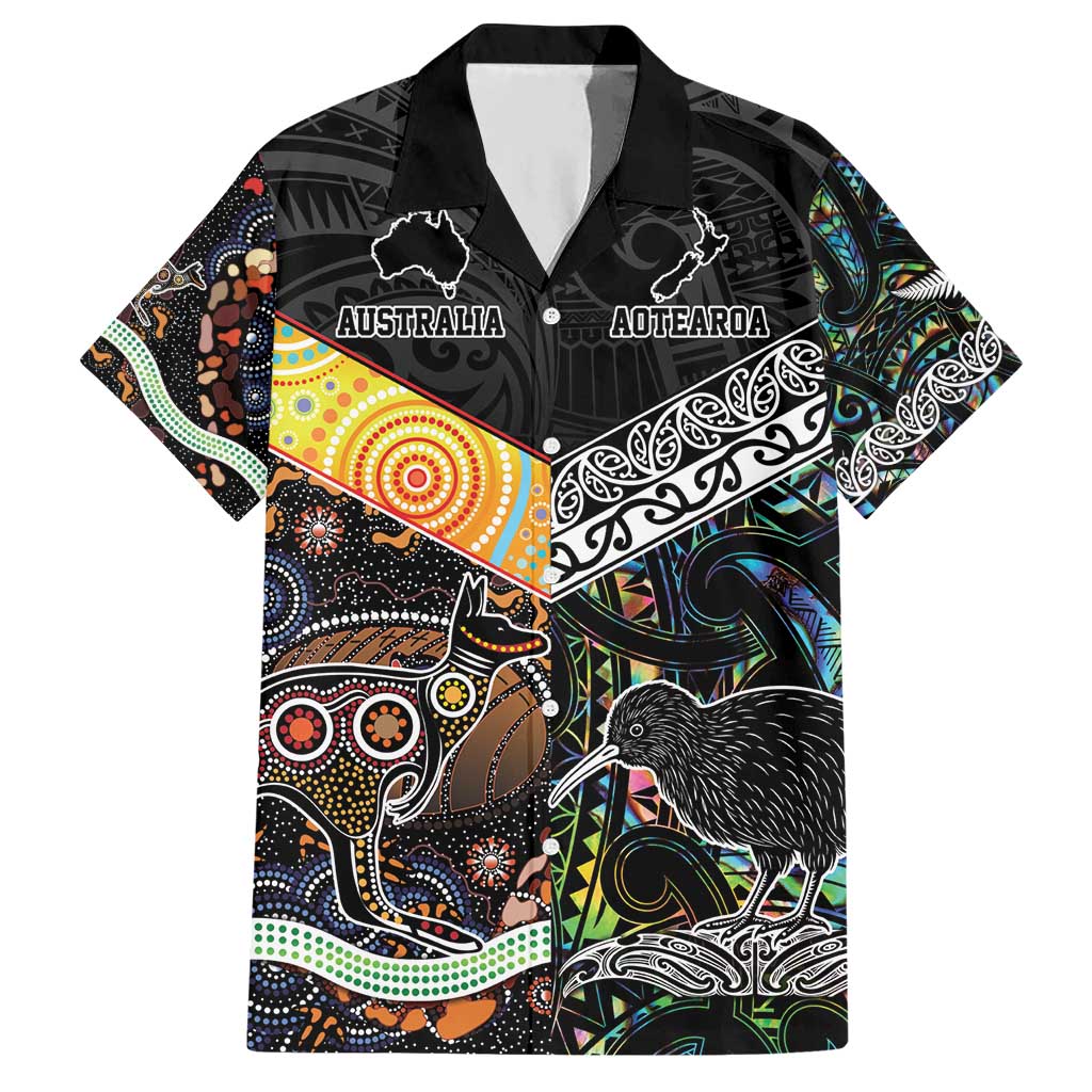 Personalised New Zealand and Australia Hawaiian Shirt Maori Mix Aboriginal Art Style - Vibe Hoodie Shop