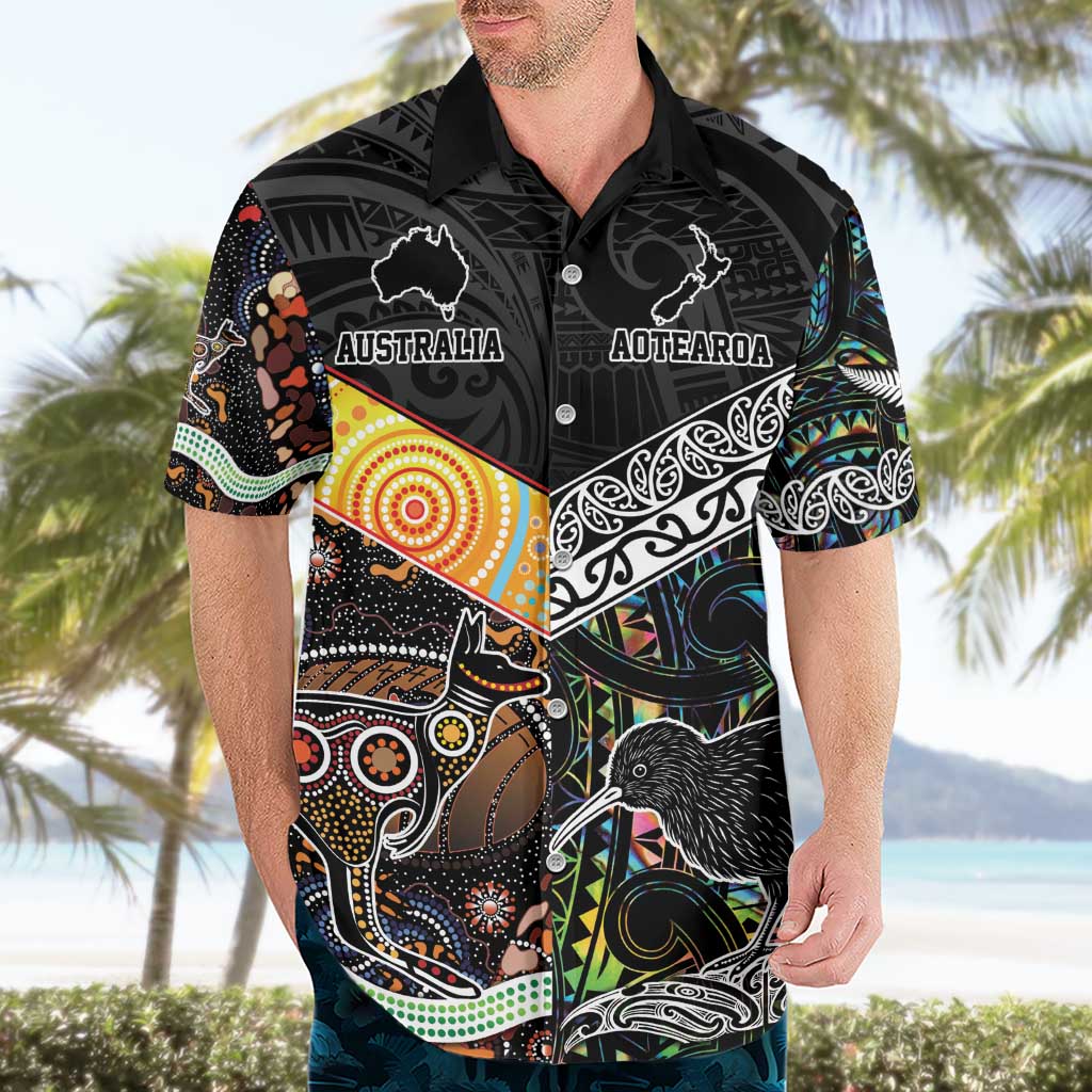 Personalised New Zealand and Australia Hawaiian Shirt Maori Mix Aboriginal Art Style - Vibe Hoodie Shop