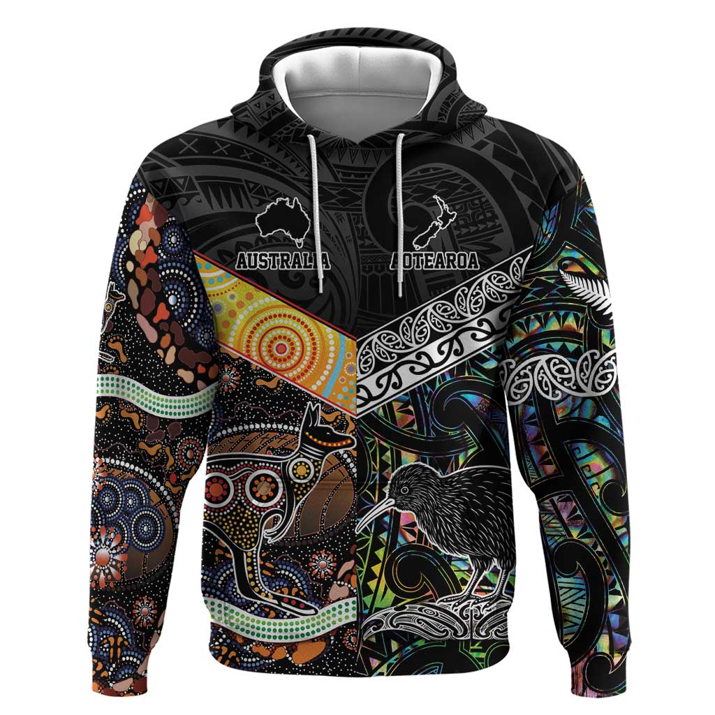 Personalised New Zealand and Australia Hoodie Maori Mix Aboriginal Art Style LT9 - Vibe Hoodie Shop