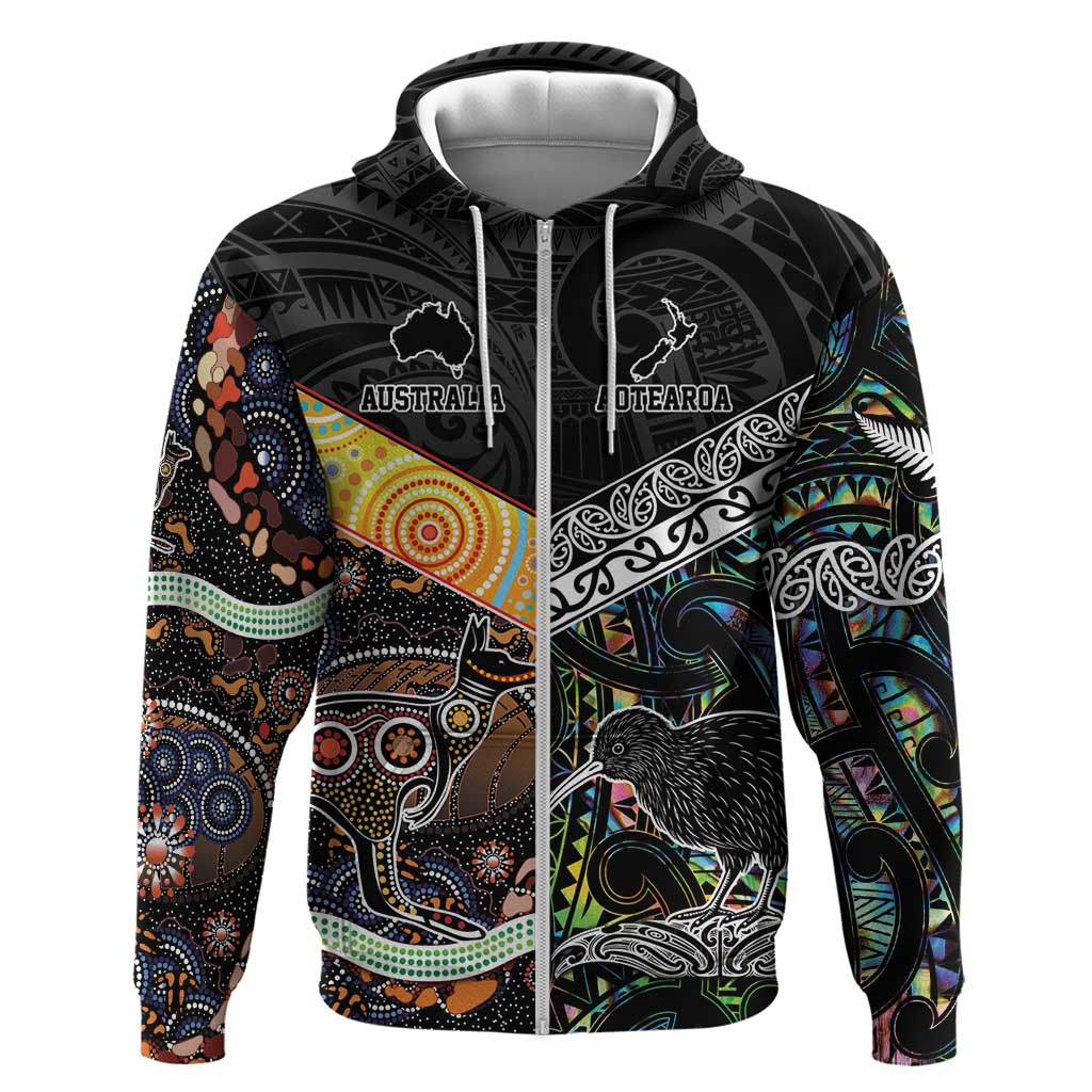 Personalised New Zealand and Australia Hoodie Maori Mix Aboriginal Art Style LT9 - Vibe Hoodie Shop