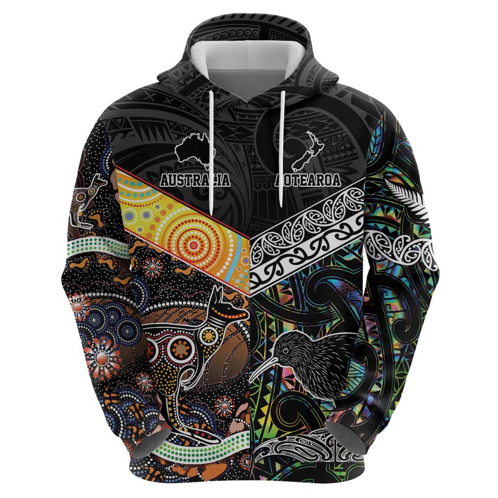 Personalised New Zealand and Australia Hoodie Maori Mix Aboriginal Art Style LT9 - Vibe Hoodie Shop