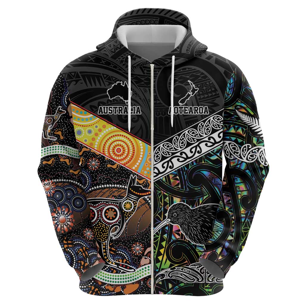 Personalised New Zealand and Australia Hoodie Maori Mix Aboriginal Art Style LT9 - Vibe Hoodie Shop