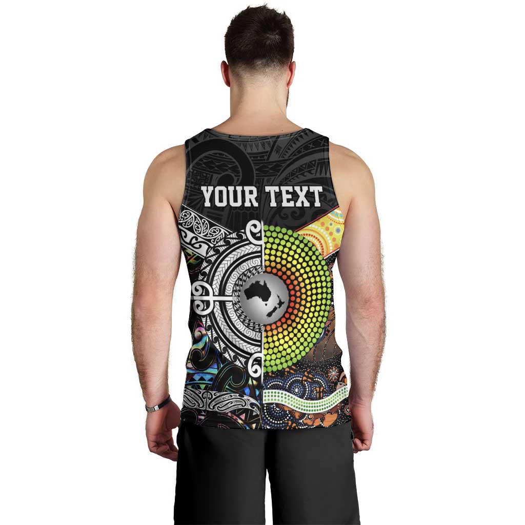 Personalised New Zealand and Australia Men Tank Top Maori Mix Aboriginal Art Style - Vibe Hoodie Shop