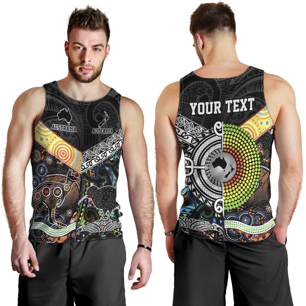 Personalised New Zealand and Australia Men Tank Top Maori Mix Aboriginal Art Style - Vibe Hoodie Shop