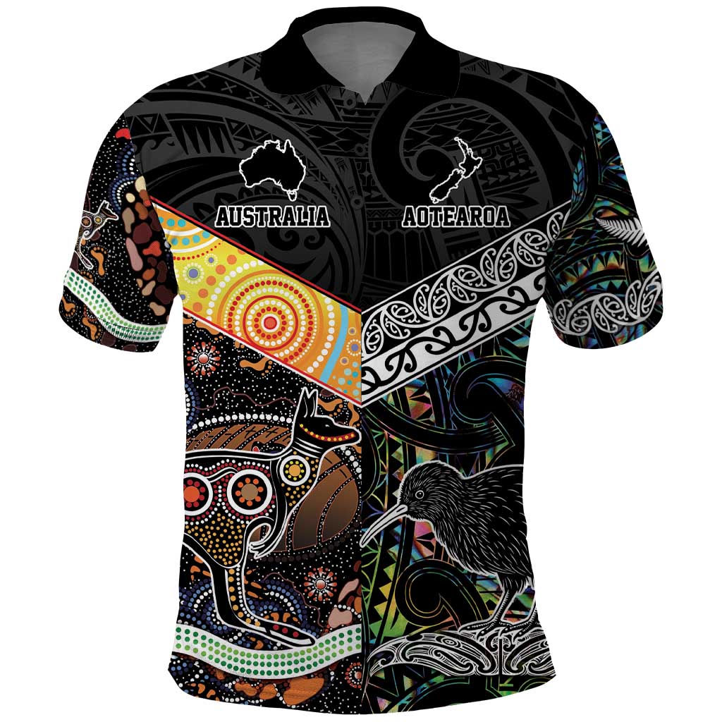 Personalised New Zealand and Australia Polo Shirt Maori Mix Aboriginal Art Style LT9 - Vibe Hoodie Shop
