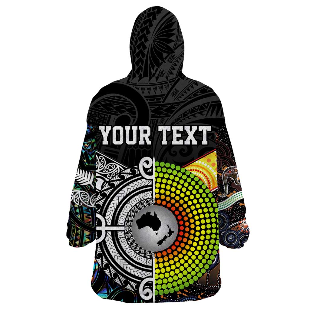 Personalised New Zealand and Australia Wearable Blanket Hoodie Maori Mix Aboriginal Art Style - Vibe Hoodie Shop