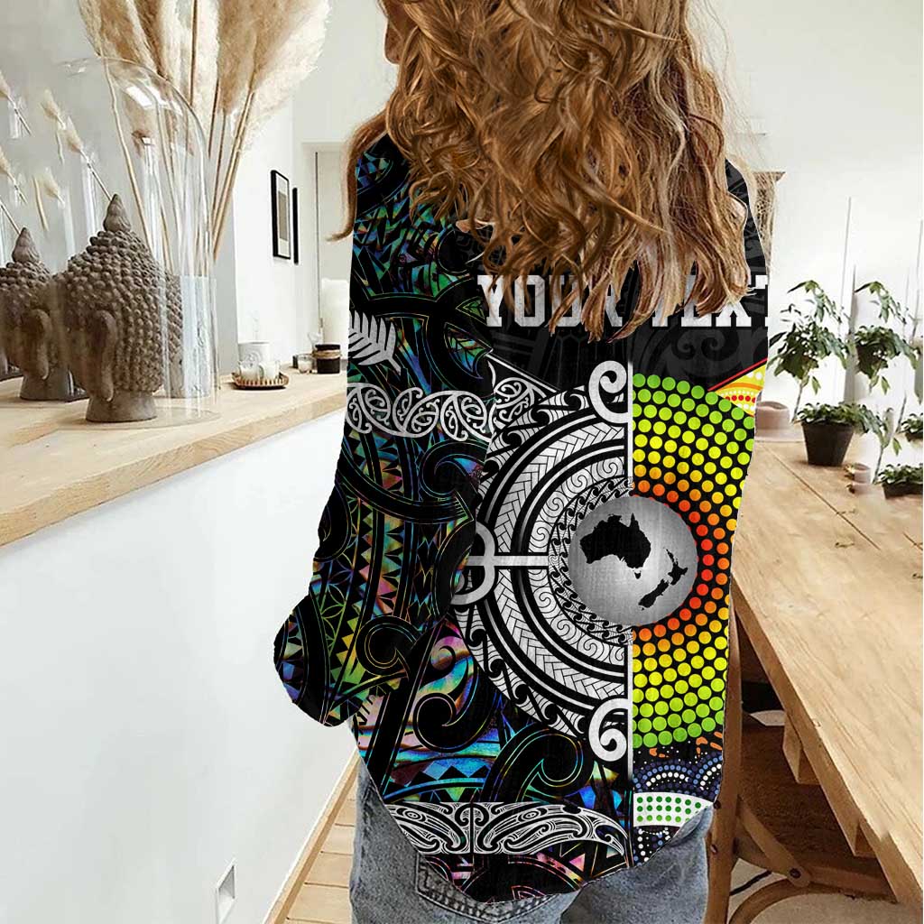 Personalised New Zealand and Australia Women Casual Shirt Maori Mix Aboriginal Art Style - Vibe Hoodie Shop