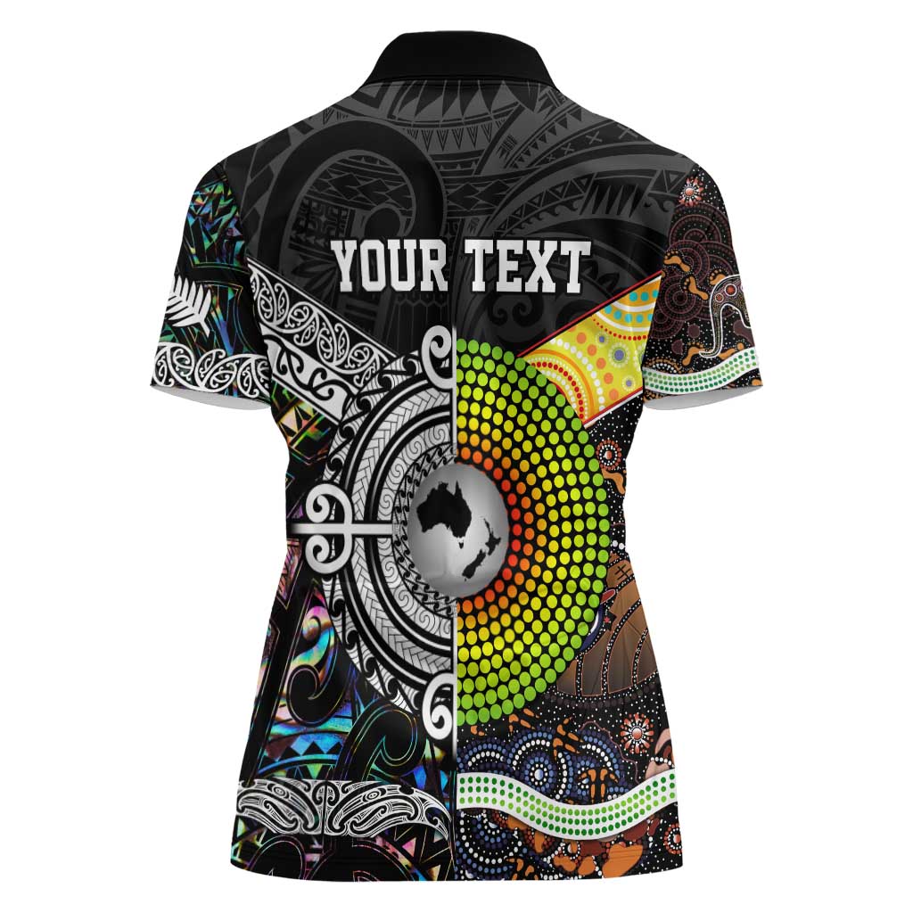 Personalised New Zealand and Australia Women Polo Shirt Maori Mix Aboriginal Art Style - Vibe Hoodie Shop