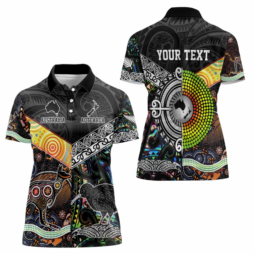 Personalised New Zealand and Australia Women Polo Shirt Maori Mix Aboriginal Art Style - Vibe Hoodie Shop