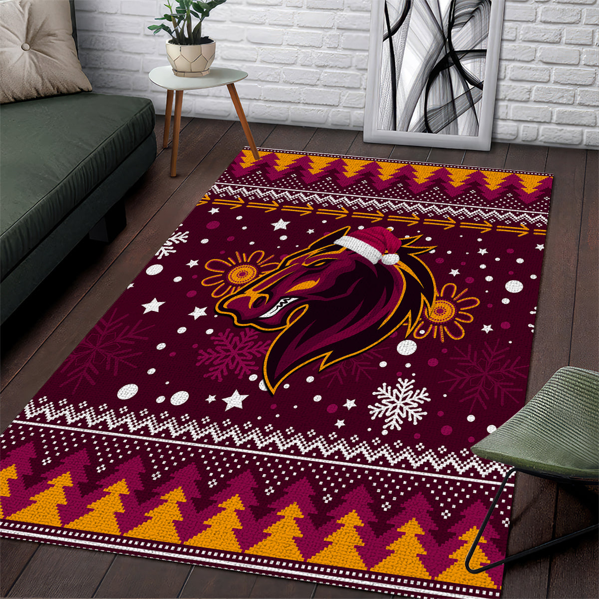 Broncos Rugby Area Rug Heart Of All Queenland 2023 Christmas Vibe Unique - Vibe Hoodie Shop