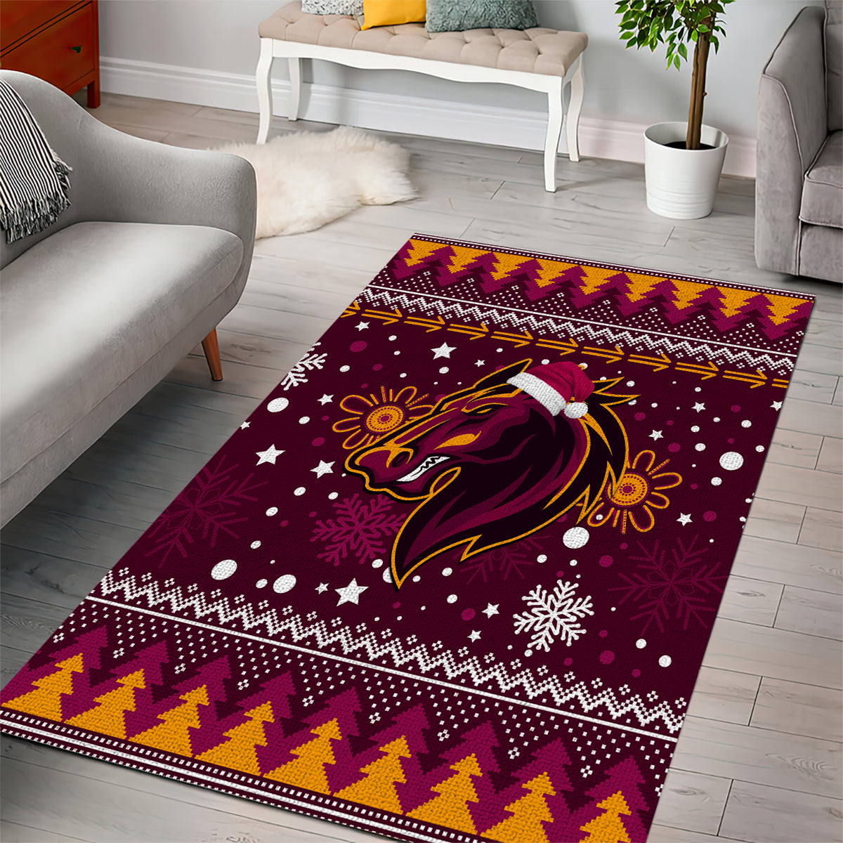 Broncos Rugby Area Rug Heart Of All Queenland 2023 Christmas Vibe Unique - Vibe Hoodie Shop