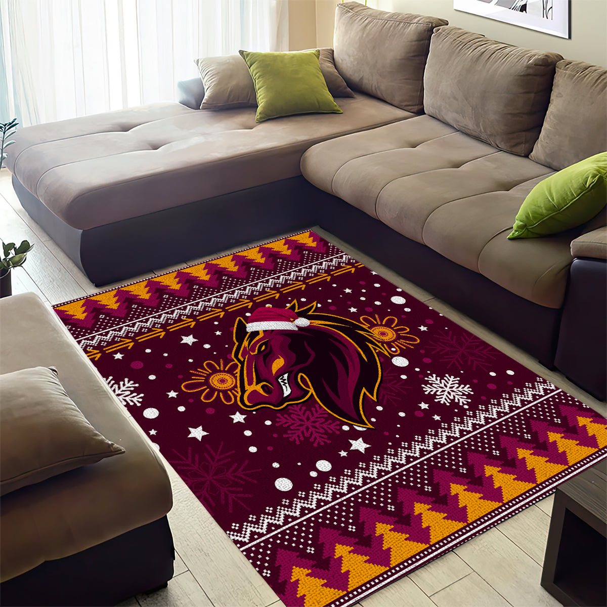 Broncos Rugby Area Rug Heart Of All Queenland 2023 Christmas Vibe Unique - Vibe Hoodie Shop